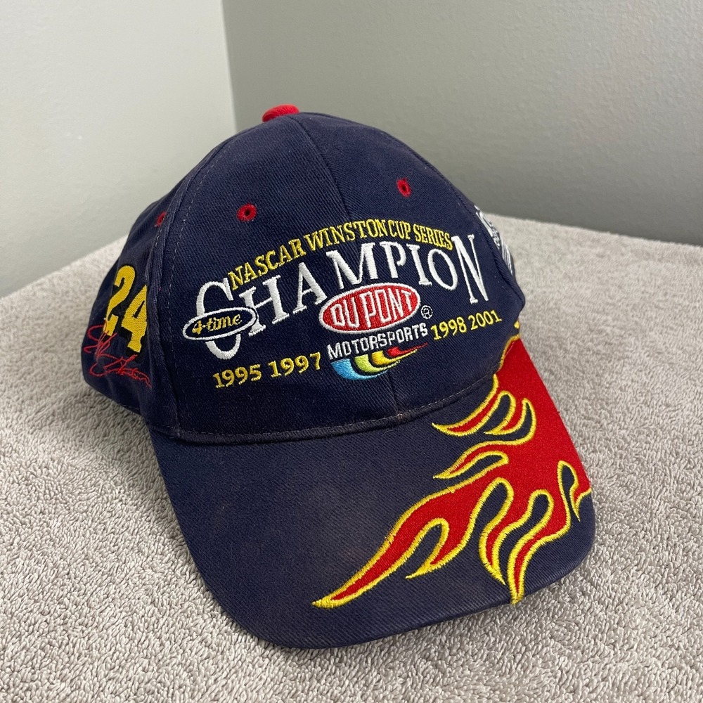VINTAGE Jeff Gordon Hat DuPont #24 4-Time NASCAR Winston‎ Cup Champion Cap